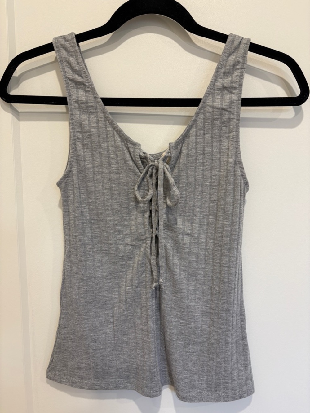 Urban Outfitters Gray Ribbed Lace-Up Tank Top